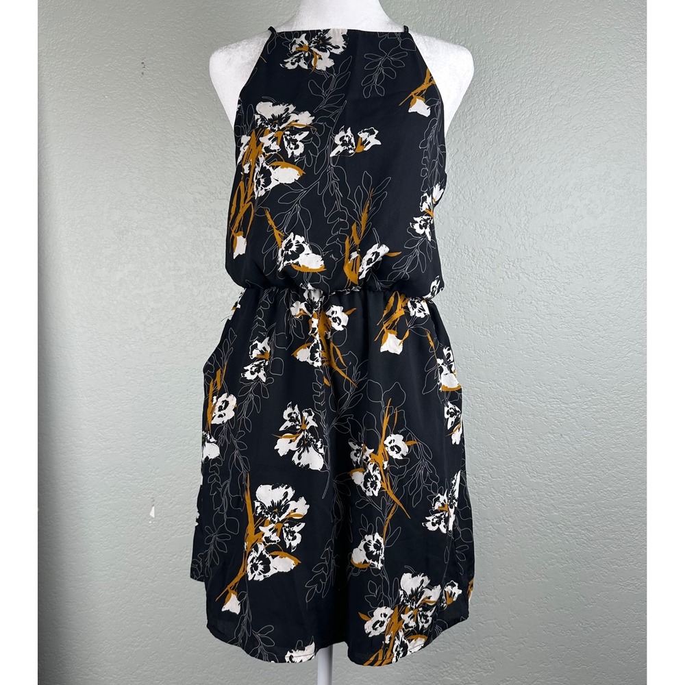 Mossimo Mini Dress Women Sz XS Dark Floral Fairy Grunge Whimsigoth Boho Festival
